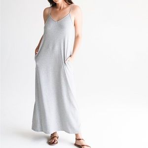 CJLA Favorite Ribbed Spaghetti Dress in grey